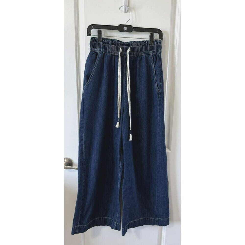 Petal + Pup Womens Size S Blue Dark Wash Wide Leg Drawstring Denim Jeans